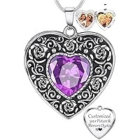 Fanery sue Heart Locket Necklace That Holds 2 Pictures for Women Girls, Silver Rose Sunflower Custom Photos Necklaces Personalized Lockets Jewelry Gifts for Mom Daughter BFF