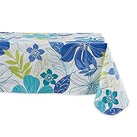 DII Summer Vinyl Tabletop Collection Flannel Backed Floral Tablecloth, Rectangle 60x84, Tropical Bahama