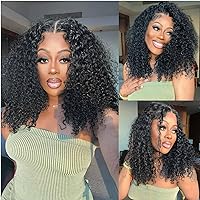 5x5 Deep Wave Closure Wig HD Lace Human Hair Wigs for Black Women Human Hair Glueless Wigs Human Hair Pre Plucked Deep Wave BOB Wig Wet and Wavy Wigs Human Hair Curly Wigs 180 Density 16 Inch
