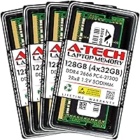 A-Tech 128GB (4x32GB) DDR4 2666MHz PC4-21300 (PC4-2666V) CL19 SODIMM 2Rx8 1.2V 260-Pin Non-ECC SO-DIMM Laptop Notebook RAM Memory Modules