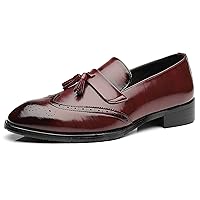Men's Smoking Slipper Tassel Loafers Brogue PU Leather Driving Boat Moccasins Casual Shoes