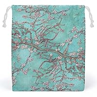 Almond Blossoms Canvas Drawstring Bags Reusable Storage Bag Gifts Jewelry Pouch Organizer for Travel Home