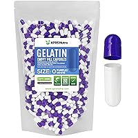 Size 0 Empty Capsules - 1000 Count Empty Gelatin Capsules - Empty Pill Capsules - DIY Capsule Filling - Pure Bovine Pill Capsules Empty Gel Caps (Purple/White)