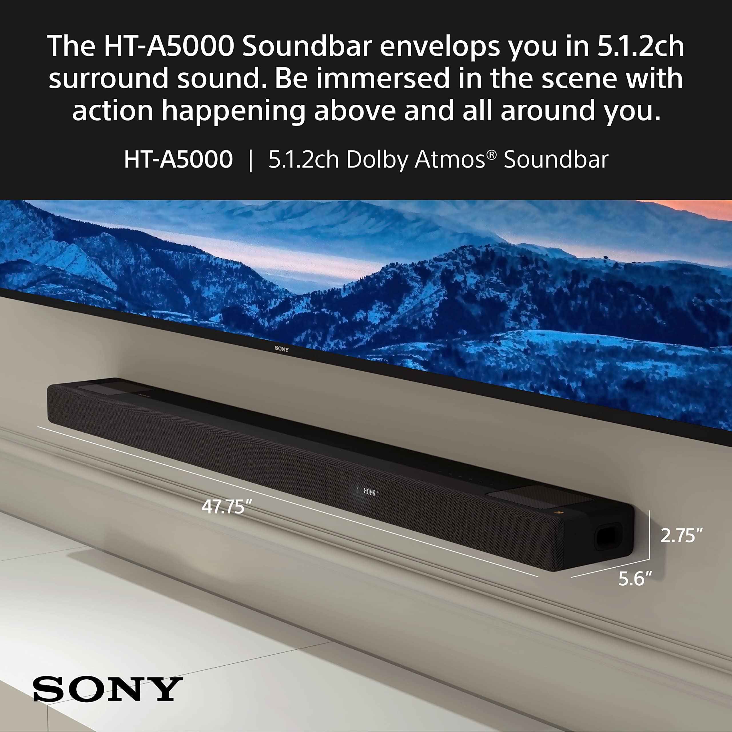 Sony 65 Inch BRAVIA XR X90L Full Array LED 4K HDR Google TV HT-A5000 5.1.2ch Dolby Atmos Sound Bar
