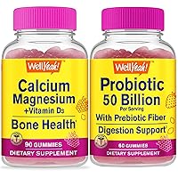 Calcium + Magnesium + Vitamin D3 + Probiotics 50B+ Prebiotics, Gummies Bundle - Great Tasting, Vitamin Supplement, Gluten Free, GMO Free, Chewable Gummy