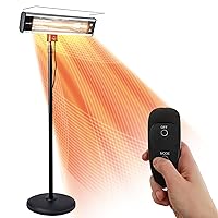 SereneLife Infrared Patio Heater, Electric Patio Heater for Indoor/Outdoor Use, Portable Stand Heater with Remote Control, 1500 W, for Restaurant, Patio, Backyard, Garage, Decks (Black)