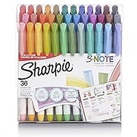 SHARPIE S-Note Creative Markers, Highlighters, Assorted Colors, Chisel Tip, 36 Count