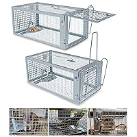 2 Packs Humane Rat Trap Outdoor, Wanqueen Humane Mouse Traps Indoor, Small Rodent Chipmunk Squirrel Trap and Other Live Animal Cage Catch and Release