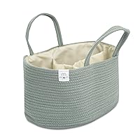 Natemia Cotton Rope Diaper Caddy - Versatile Nursery Basket with Storage Bin for Diapers and Newborn Baby Essentials, Portable Car Organizer, Perfect Baby Shower Present