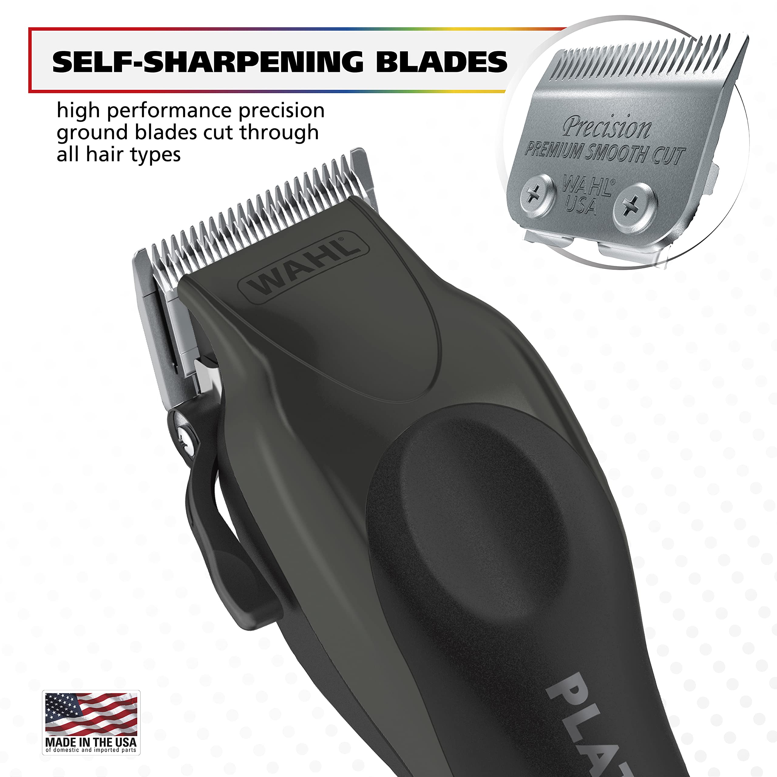 Wahl USA Pro Series Platinum Corded Clipper & Corded Trimmer for Home Haircutting with Premium Secure Fit Color Coded Guide Combs – Model 79804-100