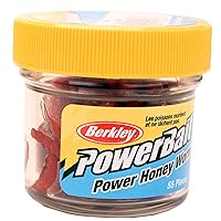 EBPHWR PowerBait Power Honey Worm Fishing Bait Red, 1-Inch, 55 per