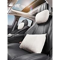 4pcs Car Neck Pillow headrests, car Head Support Back Lumbar Pillows,Suede fillable&Multiple&Adjustable Travel Working Gaming Rest Vehicle Cushion Seats(Off-White)