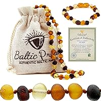 Raw Amber Necklace and Bracelet Gift Set (Unisex Multi 12.5 Inches/5.5 Inches) - Certified Premium Quality Sea