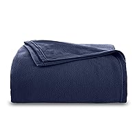 Vellux Fleece Blanket King Size - Fleece Bed Blanket - All Season Warm Lightweight Super Soft Throw Blanket - Navy Blanket - Hotel Quality- Plush Blanket For Couch (108x90 Inches, Navy)