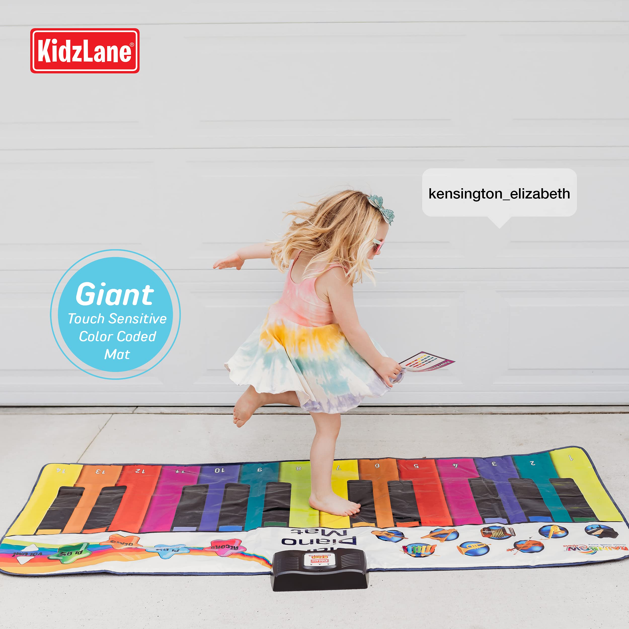Kidzlane Floor Piano Mat for Kids and Toddlers | Giant 6 ft. Piano Mat, 24 Keys, 10 Song Cards, Built in Songs, Record & Playback, 8 Instrument Sounds | Dance Mat Toy for Boys & Girls Ages 3 Plus