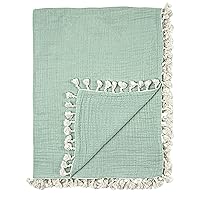 Crane Baby Muslin Swaddle Blanket, Soft Cotton Lightweight Nursery and Stroller Blanket for Baby Boys & Girls, Evergreen, 30