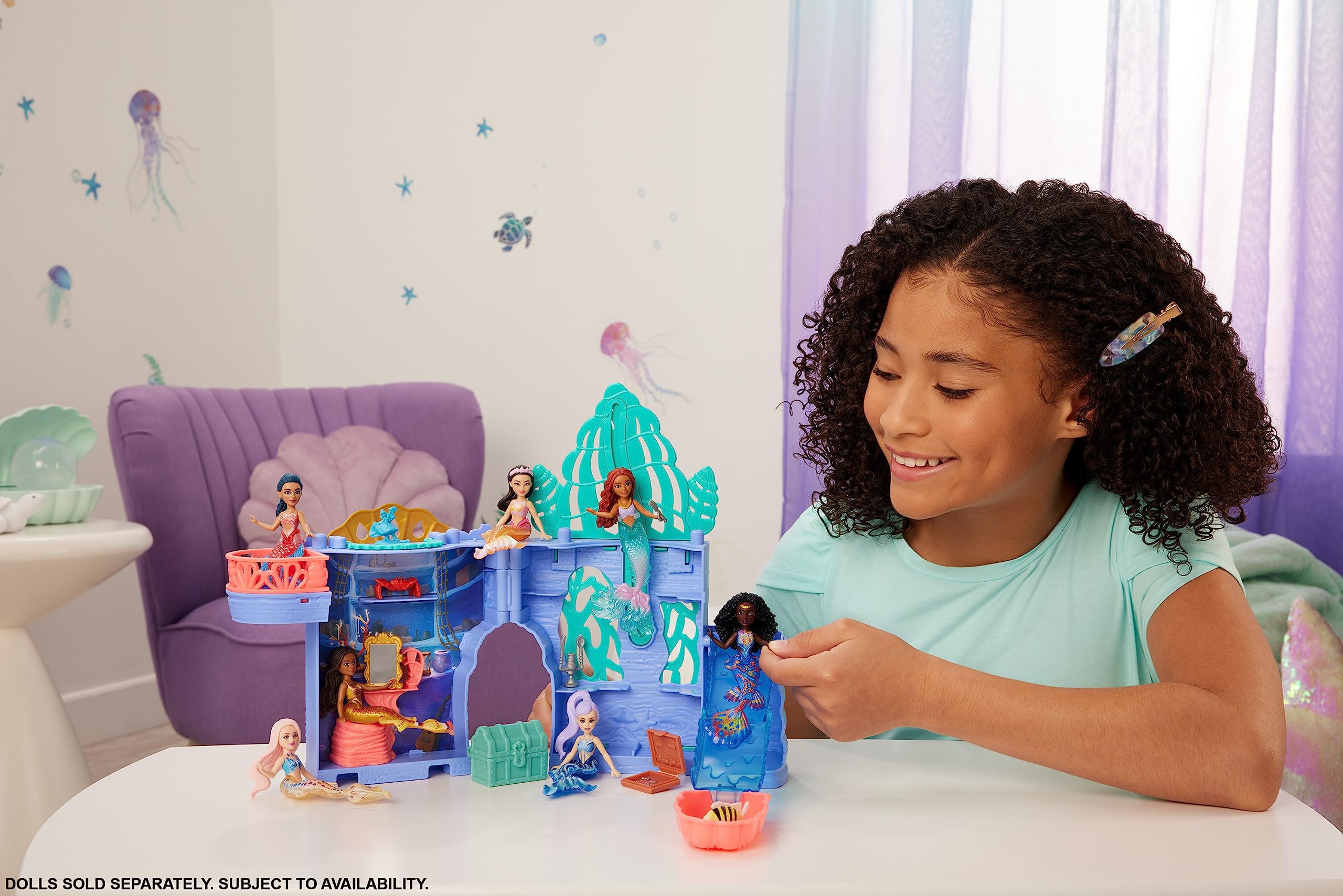Disney the Little Mermaid Storytime Stackers Ariel's Grotto Playset, Stackable Dollhouse with Small Doll and 10 Accessories