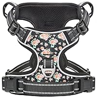 Timos No Pull Dog Harness, Front Clip Dog Vest Harness for Small Dog, Reflective Adjustable Soft Padded Puppy Harness with 2 Metal Rings 2 Buckles, Easy Control Training Handle, Black Rose, S