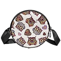 Small Crossbody Bag Vintage Owls Round Purse Wallet Mini Shoulder Bag For Women Girls 17.8x17.8cm