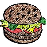 Kleenplus Cheeseburger Hamburger Patch Embroidered Badge Iron On Sew On Emblem for Jackets Jeans Pants Backpacks Clothes Sticker Arts Food Cute Cartoon Patches