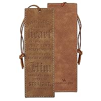 Christian Art Gifts Brown Faux Leather Bookmark Trust in The Lord - Proverbs 3:5 Bible Verse Inspirational Bookmark for Women and Men w/Cord Tassel