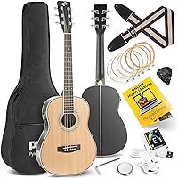 Pyle Acoustic Electric Guitar ½ Scale 34” Steel String Spruce Wood w/Gig Bag,4-Band EQ Control,Clip On and Onboard Tuner,Picks,Shoulder Strap for Beginners Students and Kids