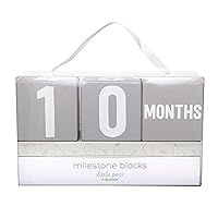 Little Pear Baby Keepsake Milestone Blocks, Growth Marker Blocks, Baby Age Photo Prop, Gray & White, Wooden