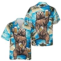 -Colorful Bears Drink Beer The Sea Hawaiian Shirt S-5XL