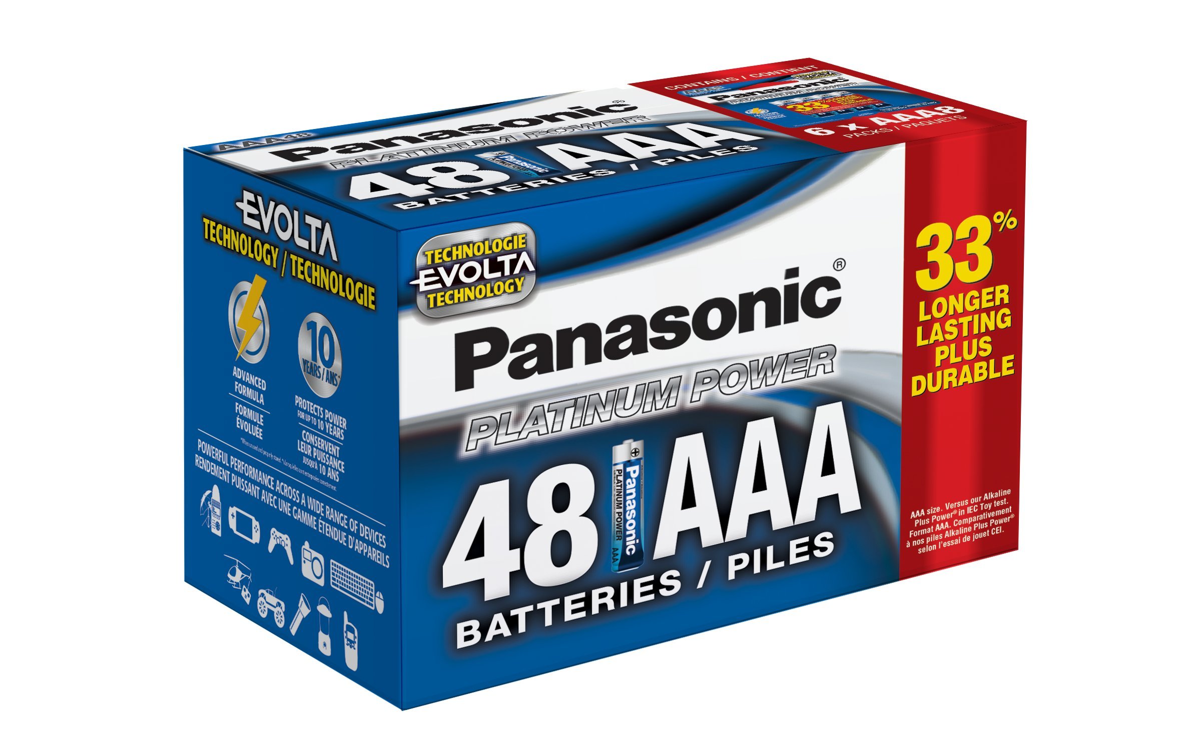 Panasonic Energy Corporation LR03XE/48PC Platinum Power Long Lasting AAA Alkaline Battery, 48 Pack
