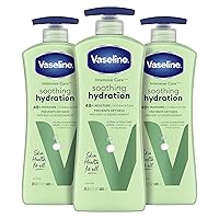 Vaseline Intensive Care Body Lotion for Dry Skin Soothing Hydration Lotion Made with Ultra-Hydrating Lipids + 1% Aloe Vera Extract to Refresh Dehydrated Skin 20.3 oz, Pack of 3