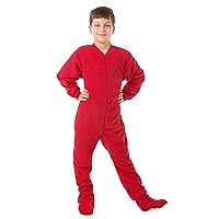 Kids Red Fleece Boys & Girls Footed Pajamas Onesie