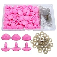 BESTCYC 1Box(50pcs) 14x20mm Triangle Pink Solid Plastic Safety Noses Craft Noses with Washers for Doll, Puppet, Plush Animal Puppet Crafts