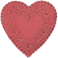 School Smart Heart Shaped Paper Lace Doilies - 6 inch - Pack of 100 - Red