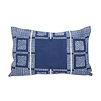 NOVICA Handmade Batik Cotton Pillow Sham Indigo Blue Thai Handdyed Cushion Cover White Thailand Pillows Throws Pillowcases Shams Printed Materials Bohemian [29.5in L x 19.75in W] 'Indigo Comfort'