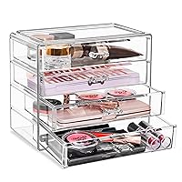 Sorbus Makeup Organizer - 4 Drawer Acrylic Make Up Organizers and Storage for Cosmetics, Jewelry, Beauty Supplies, Clear Makeup Organizer for Vanity, Girl's Room, College Dorm, Counter, Bathroom-Sinks