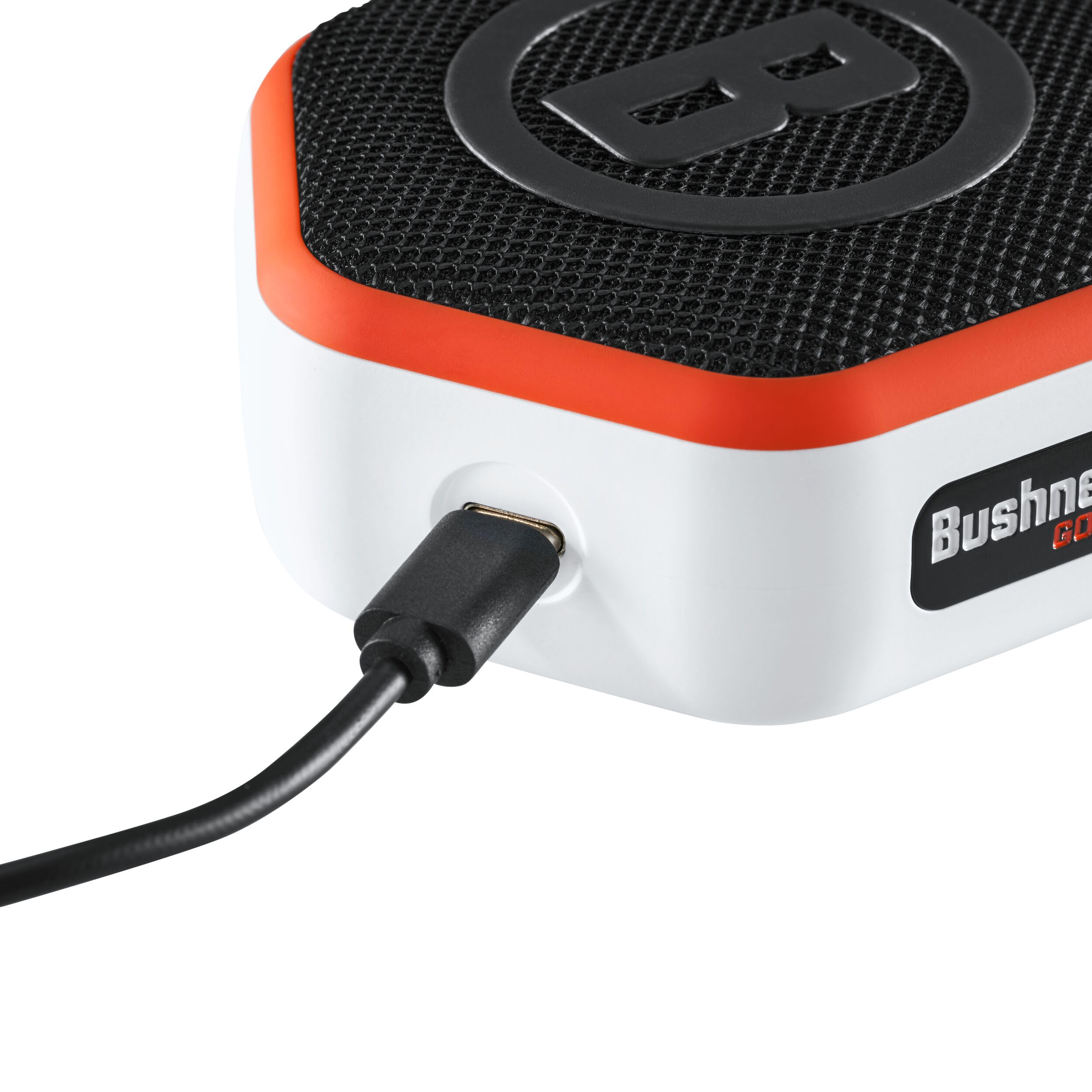 Bushnell Golf Wingman Mini GPS Speaker - Audible & Accurate Distances, Multiple Mounting Options for Cart or Walking (White/Orange)