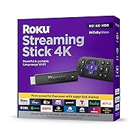 Streaming Stick 4K | Portable Roku Streaming Device 4K/HDR/Dolby Vision, Roku Voice Remote, Free & Live TV