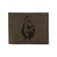 Men's Wolf Abstract -4 Handmade Natural Genuine Pull-up Leather Wallet MHLT_03