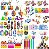 100 Pcs Party Favors for Kids,Birthday Gift, Pop Fidget Toys, Treasure Chest, Sensory Toy, Carnival Treasure, Classroom Prizes, Christmas Gift,Pinata Goodie Bag Fillers for Boys Girls