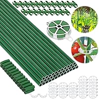 36 Pcs Garden Stakes, Sturdy Glass Fibre Tomato Stakes Plant Support Stakes for Legumes Cucumber Bean with Clips & Twist Tie Accessories Garden Plant Sticks Sets- 107 Pcs Total