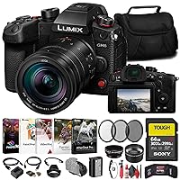 Panasonic Lumix GH6 Mirrorless Camera with 12-60mm f/2.8-4 Lens (DC-GH6LK) + Sony 64GB Tough SD Card + Filter Kit + Wide Angle Lens + Telephoto Lens + Lens Hood + More (Renewed)