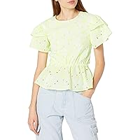 KENDALL + KYLIE Women's Babydoll Ruffle Top with Back Bows