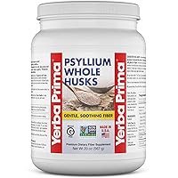 Yerba Prima Psyllium Whole Husks Fiber Supplement - Colon Cleanse - Gut Health - Vegan Non-GMO Gluten Free - 20oz