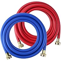 2 PACK Rubber Washing Machine Hoses Burst Proof Red and Blue Coded Washer Machine for Hot and Cold Water 3/4