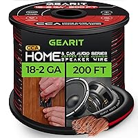 18AWG Speaker Wire, GearIT Pro Series 18 Gauge Speaker Wire Cable (200 Feet / 60 Meters) Great Use for Home Theater Speakers and Car Speakers, Black