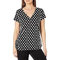 Star Vixen Women's Short Sleeve V Neck Top with Ruched Side Detail