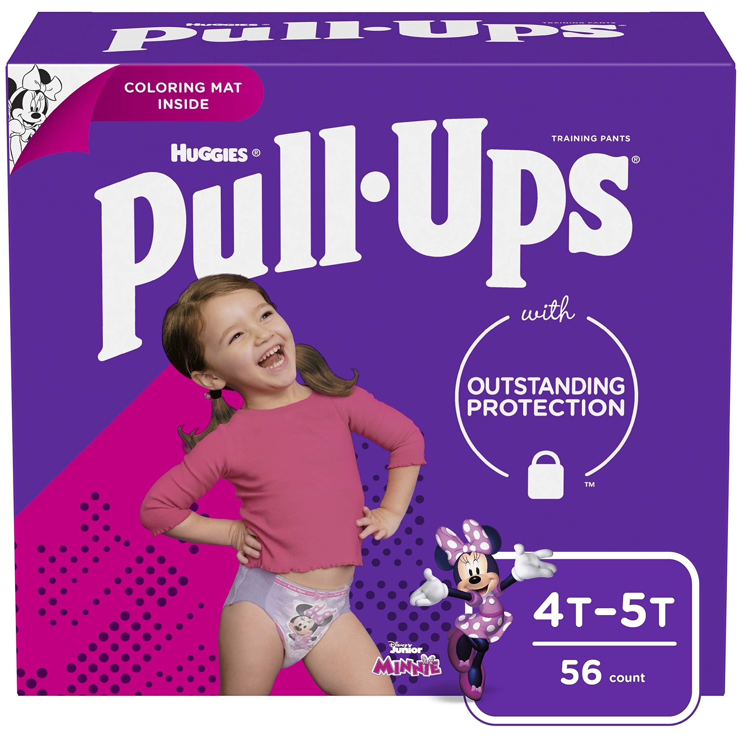 Pull-Ups Learning Designs Training Pants for Girls, 4T-5T (38-50 lbs.), 56 Count, Toddler Potty Training Underwear, Packaging May Vary
