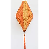 Vietnamese Oval Silk Lantern- (Orange)