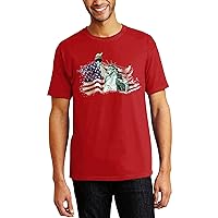 Mens Graphic Print American Independence Statue of Liberty America Premium Cotton Short Sleeve T Shirt