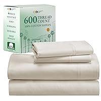 California Design Den Luxury 4 Piece Queen Size Sheet Set - 100% Cotton, 600 Thread Count Deep Pocket, Hotel-Quality Bedding with Sateen Weave - Ivory